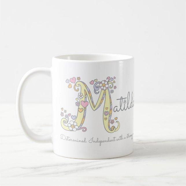 Matilda nom signifiant monogramme M mug (Gauche)