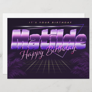 Matilde Name Prénom lila retro Carte Anniversaire