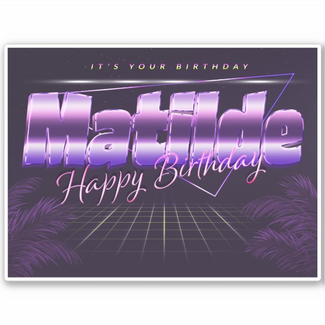Matilde Name Prénom lila retro Sticker (Devant)