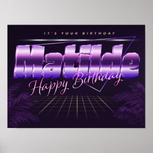 Matilde Name Vorname lila retro Poster Geburtstag