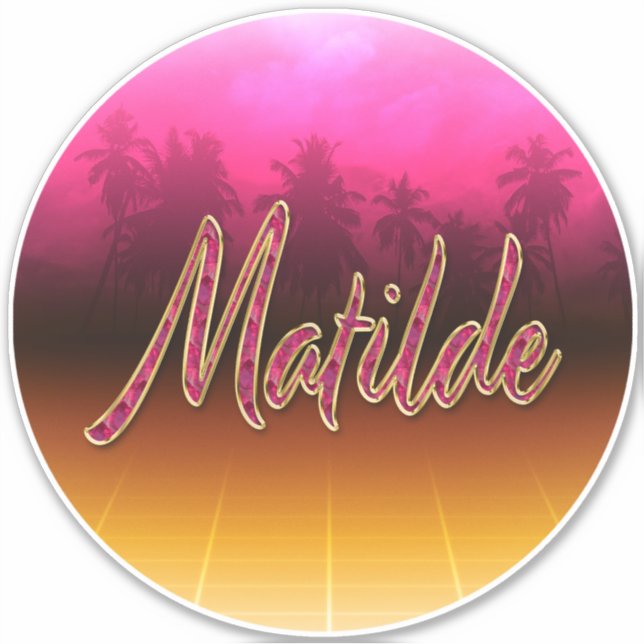 Matilde prénom nom autocollant sticker or rose (Devant)