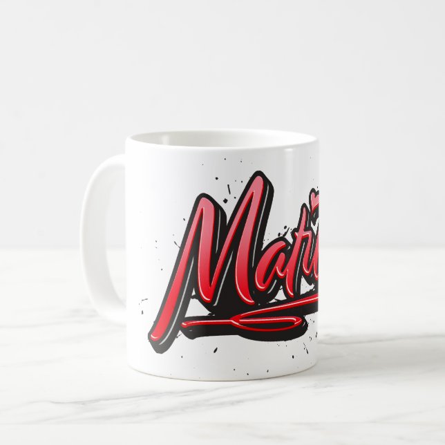 Matilde tasse rouge graffiti cœur tasse à café (Devant gauche)
