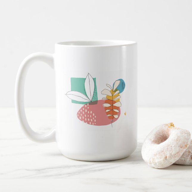 Matin Abstrait ; Mug de café Art numérique (Avec donut)