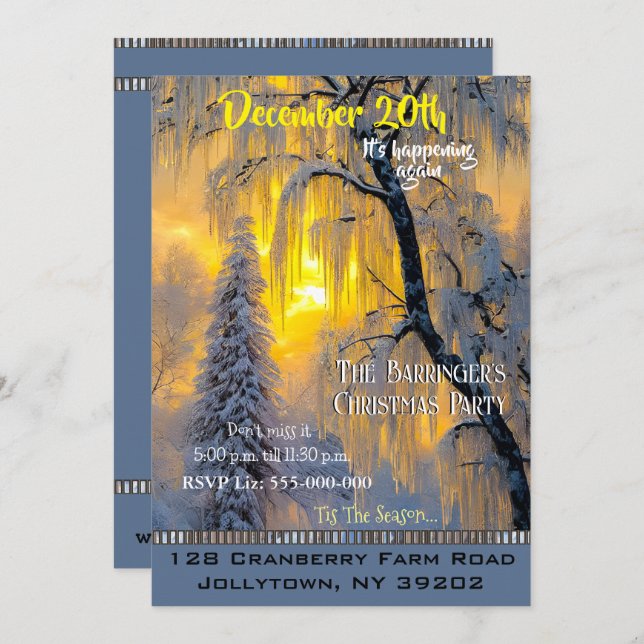 Matin d'hiver Beau Invitation de fête de Noël (Devant / Derrière)