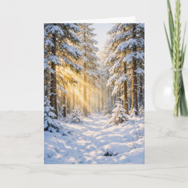 Matin enneigé en forêt – Carte de vœux d'hiver (Devant)
