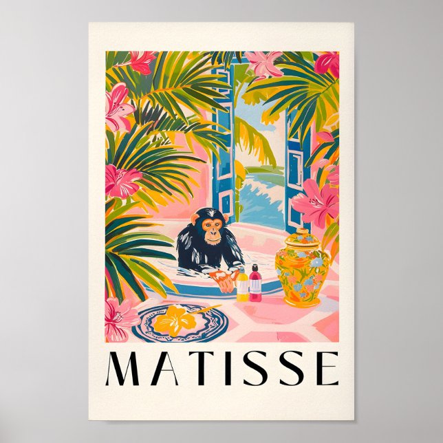 Matisse Print, Chimpanzé Dans La Baignoire Poster  (Devant)