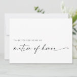 Matron d'honneur Carte de remerciements | Minimali<br><div class="desc">Ce design minimaliste est parfait pour la mariée moderne ! Doté d'un script de signature manuscrit associé à une simple police sans-serif. Personnalisez avec votre propre message sur le dos,  ou commandez-les en blanc et écrivez votre message à la main. Consultez le magasin pour les cartes Bridesmaid correspondantes!</div>