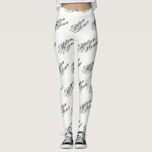 Matron d'honneur Leggings - Noir sur Blanc