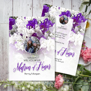 Matron d'honneur violet Faire-part de mariage blan