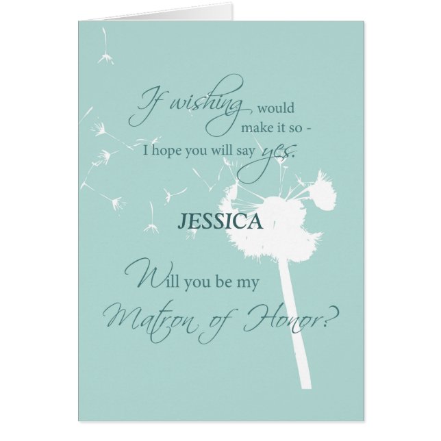 Matron of Honor Custom Name Dandelion Invitation o (Devant)
