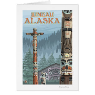 Mâts totémiques de l'Alaska - Juneau, Alaska