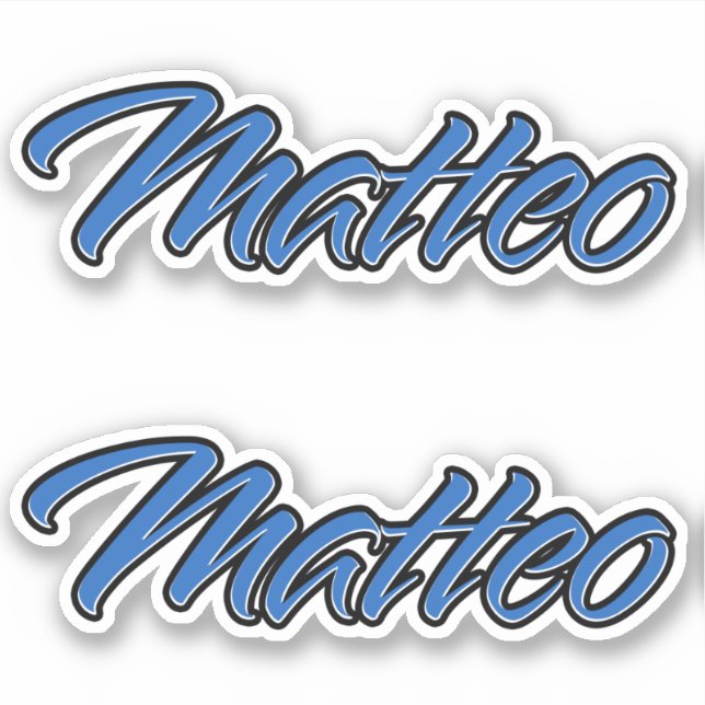 Matteo Nom autocollant Stickerset bleu (Devant)