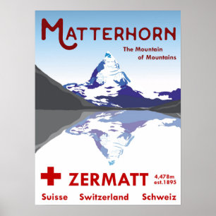 Matterhorn, Zermatt, Suisse, affiche de ski