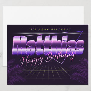 Matthias prénom carte rétro lilas anniversaire