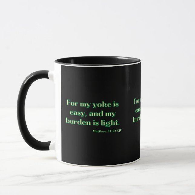 Matthieu 11:30 KJV Bible Écriture Mug à deux tons (Gauche)