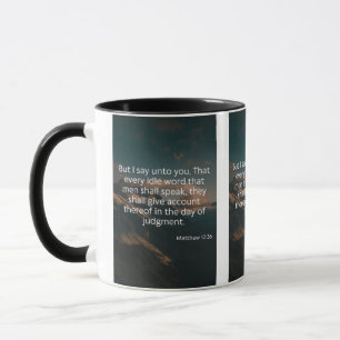 Matthieu 12:36 KJV Bible Verse Pic Mug à deux tons