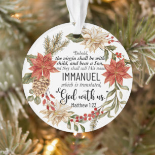 Matthieu 1:23 Emmanuel Dieu avec nous Noël Floral