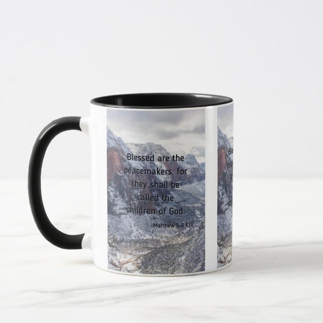 Matthieu 5:9 Verset Bible Mug à deux tons (Gauche)
