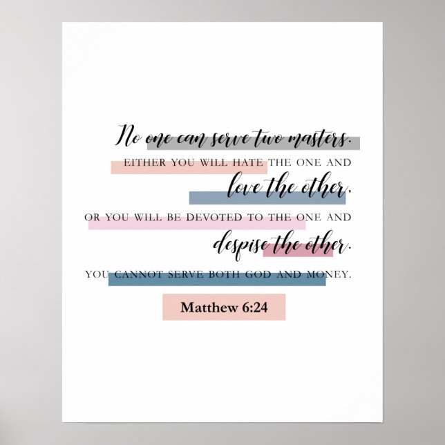 Matthieu 6:24 verset biblique chrétien décoration  (Devant)