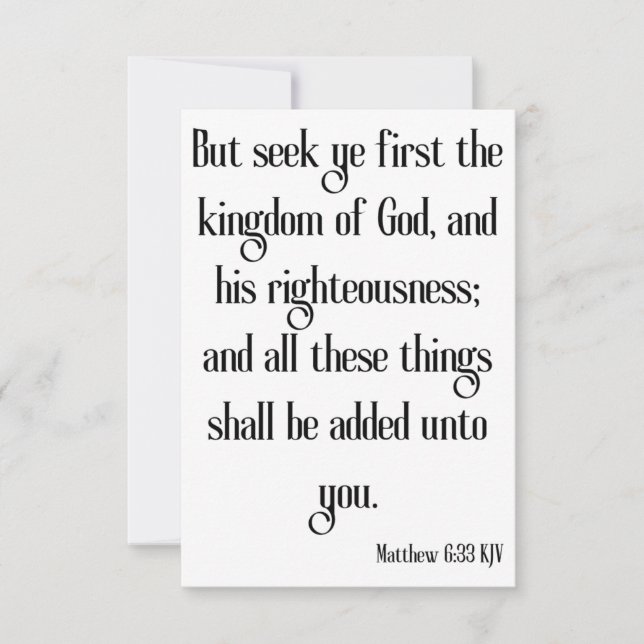 Matthieu 6:33 KJV Bible Verse Carte de voeux (Devant)