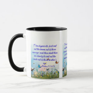 Matthieu 7:5 KJV Bible Verse Pic Mug Deux Tons
