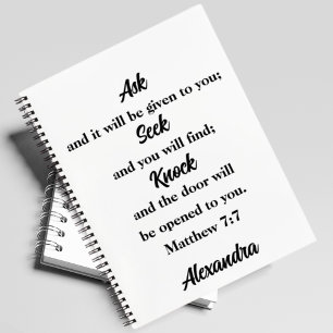 Matthieu 7:7 Bible Verse Nom personnalisé Journal
