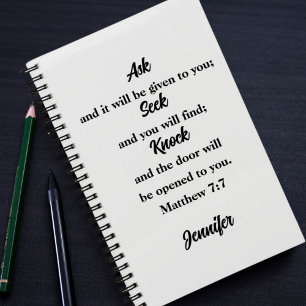Matthieu 7:7 Bible Verse Nom personnalisé Livre d'