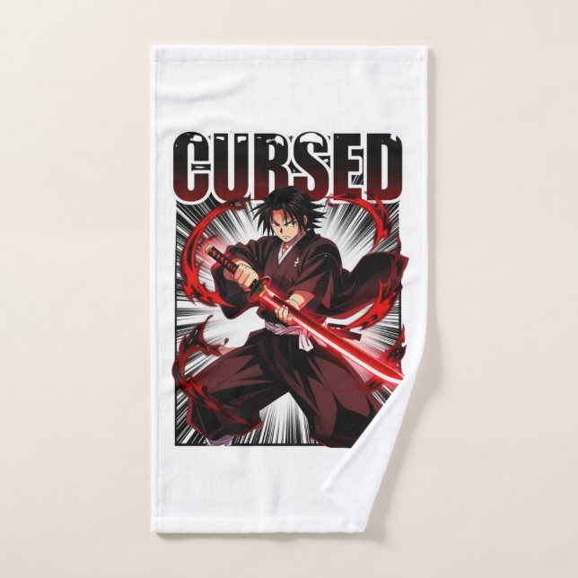 Maudit – Graphisme de guerrier katana de style ani (Serviette à main)