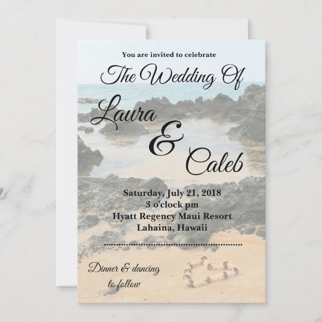 Maui Lei sur Secret Beach Wedding Invitation (Devant)