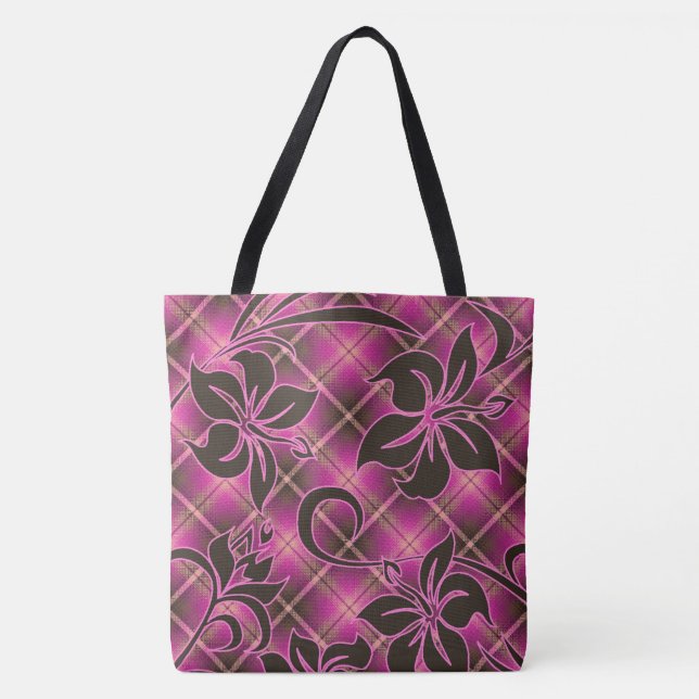 Mauna Loa Hawaii Hibiscus Plaid Beach Sac (Devant)
