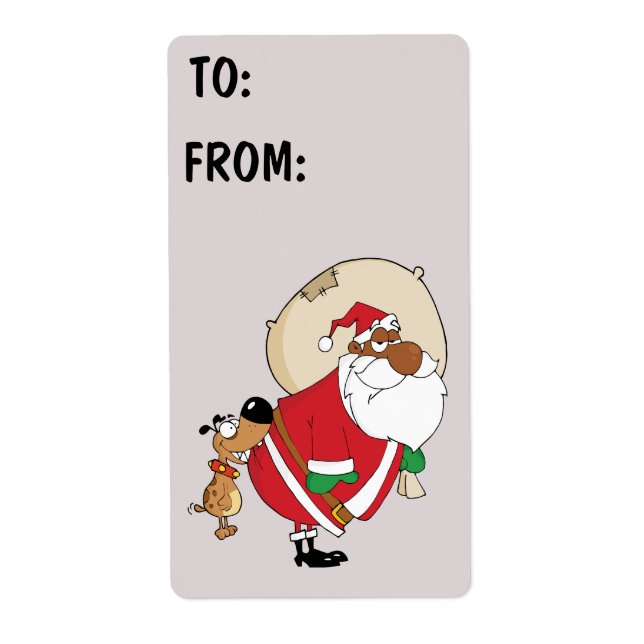 Mauvais chien mord Black Père Noël Étiquette cadea (Devant)