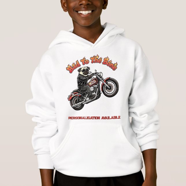 Mauvais jusqu'à l'os "Pugly Attitude" Pug Biker (Devant)