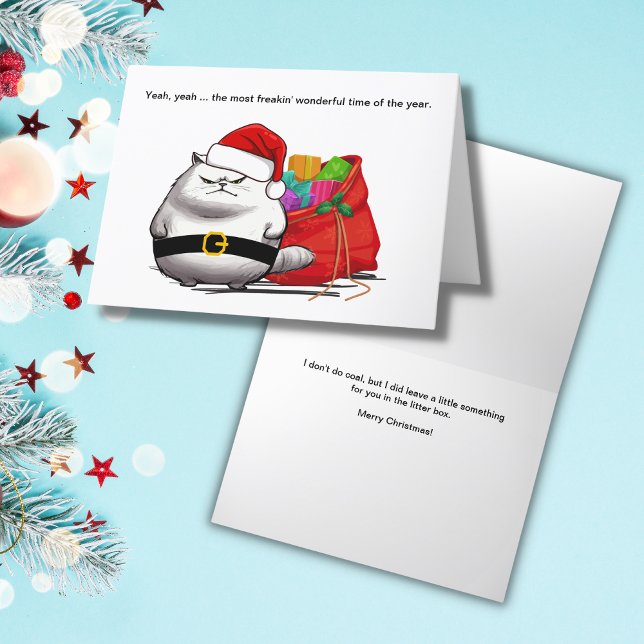 Mauvaise attitude Carte de Noël Père Noël Cat (Créateur téléchargé)