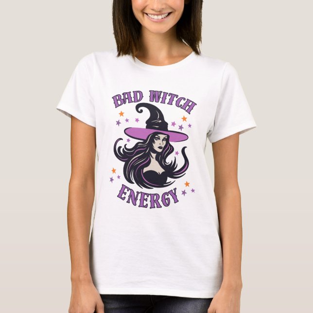 Mauvaise sorcière énergie Halloween T-shirt (Devant)