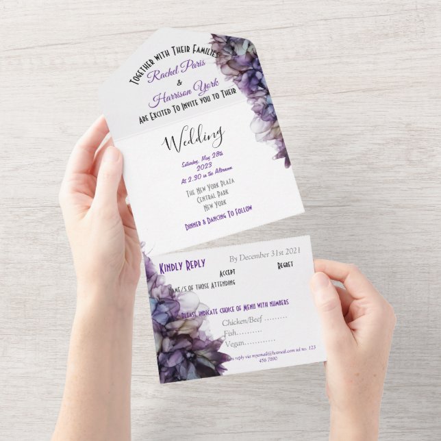 Mauve Abstraite moderne et Faire-part de mariage g (Déchirure)