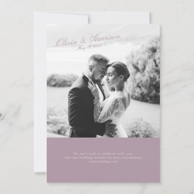 mauve and cream wedding invitation (Dos)