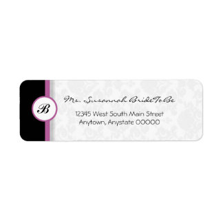 Mauve Damask Étiquette de adresse Monogramme