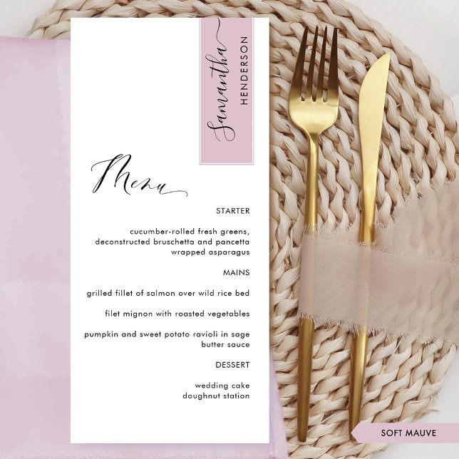 Mauve Douce, Personnalisé avec Menu Chic du Nom de (Créateur téléchargé)