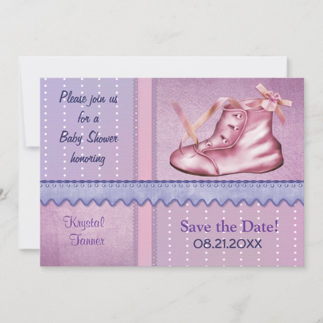 Mauve Dreams Shower Invitation pour bébé fille (Devant)
