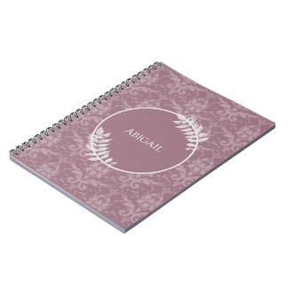 Mauve Elegant Damask Carnet personnalisé