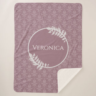 Mauve Elegant Damask Couverture Sherpa personnalis