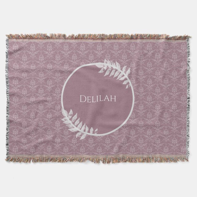 Mauve Elegant Damask Couverture Thème Personnalisé (Devant)
