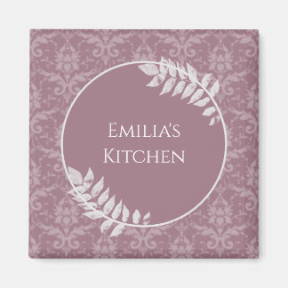 Mauve Elegant Damask Magnet personnalisé