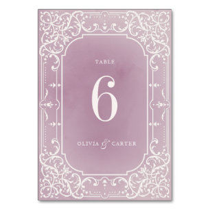 Mauve élégant romantique carte de table de mariage