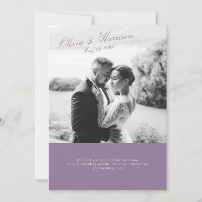 Mauve Garden Photo Wedding Invitation (Dos)