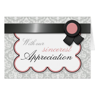 Mauve & Grey Damask Elegant Merci Cartes