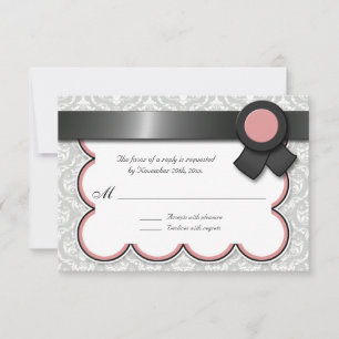 Mauve & Grey Mariage damassé Répondre / Cartes RSV