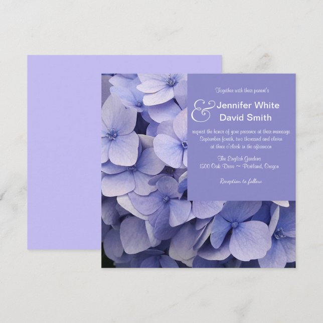 Mauve Hydrangea Faire-part de mariage (Devant / Derrière)
