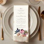 Mauve Indigo Watercolor Rose Wedding Menu<br><div class="desc">Mauve Indigo Watercolor Rose Wedding Menu</div>