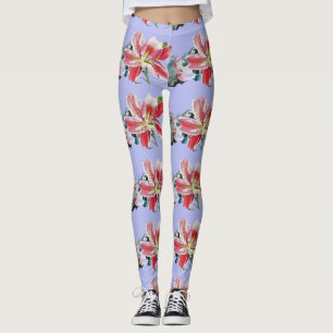 Mauve Lilac Lily art floral aquarelle Leggings